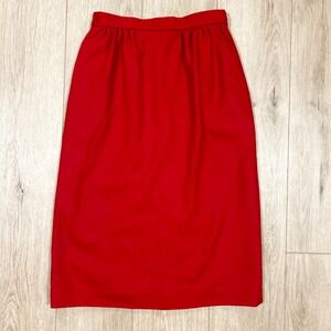 Koret Vintage‎ Red 100% Wool Midi Pencil Skirt Womens Size 12 Small High Waist